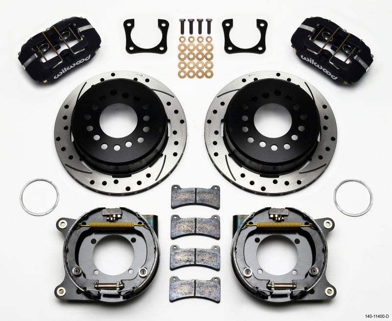 Wilwood Dynapro Low-Profile 11.00in P-Brake Kit Drilled Chevy 12 Bolt Spcl 2.81in Off Stag Mount Wilwood
