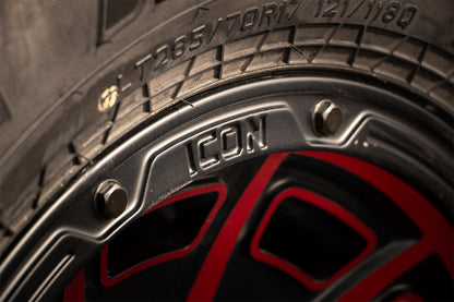 ICON Alloys Victory 17x8.5 6x5.5 0mm 4.75" Backspacing Satin Black with Red Accent Wheel - 3017858347SBRT