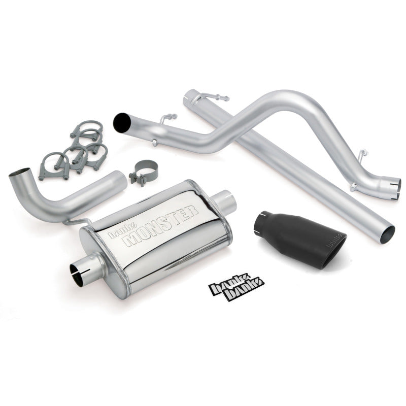 Banks Power 07-11 Jeep 3.8L Wrangler - 2dr Monster Exhaust System - SS Single Exhaust w/ Black Tip - eliteracefab.com