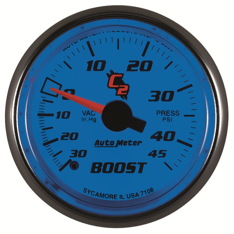 Autometer C2 52mm 30 In Hg-Vac/45 PSI Mechanical Vacuum/Boost Gauge 7108