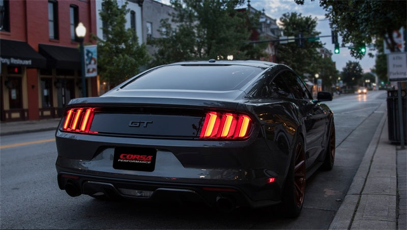 Corsa 2015 Ford Mustang GT 5.0 3in Cat Back Exhaust Black Dual Tips (Sport) - eliteracefab.com