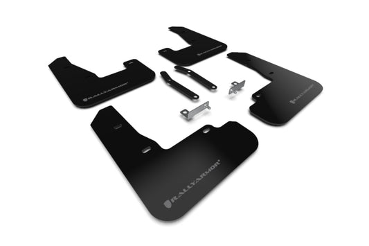Rally Armor 2019+ Hyundai Elantra N Line UR Black Mud Flap w/ Grey Logo - eliteracefab.com