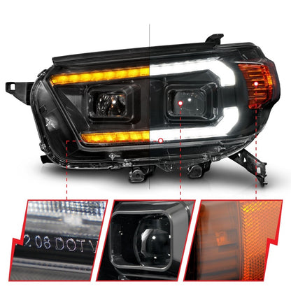 ANZO TOYOTA 4RUNNER 10-13 PROJECTOR PLANK STYLE HEADLIGHTS BLACK W/ SEQUENTIAL SIGNAL & DRL - 111602