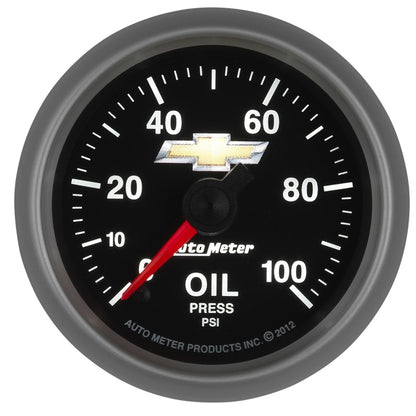 AutoMeter Gauge Oil Press 2-1/16in. 100PSI Digital Stepper Motor Chevy Gold Bowtie 880447