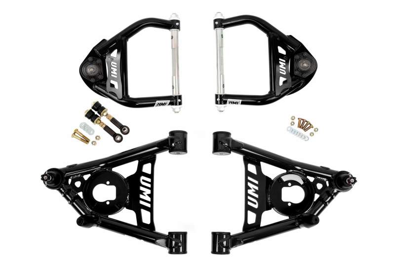 UMI Performance 64-72 GM A-Body Tubular Upper & Lower Front A-Arm Kit - Black - eliteracefab.com