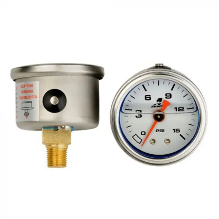 Aeromotive 0-100 PSI Fuel Pressure Gauge Liquid Filled Part # 15632 Aeromotive