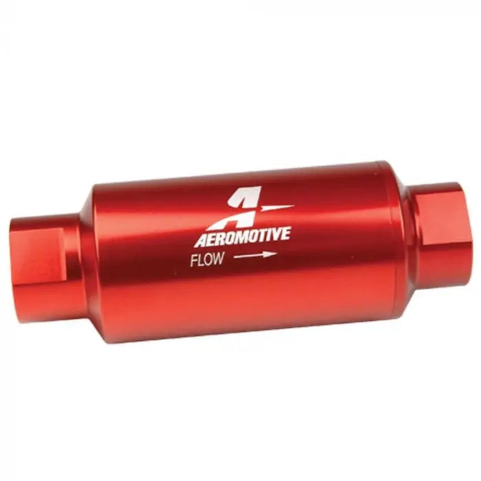 Aeromotive 12301 10 micron in-line fuel filter with ORB-10 ports red anodized