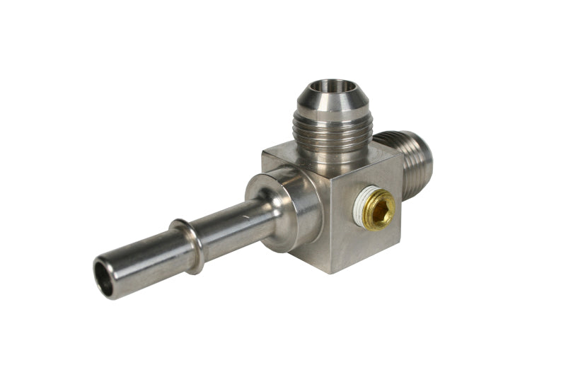 Aeromotive 15116 3/8 inch quick connect to dual AN-08 male flare tee fitting