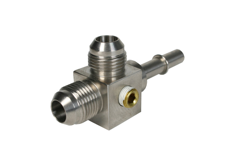 Aeromotive 15116 3/8 inch quick connect to dual AN-08 male flare tee fitting