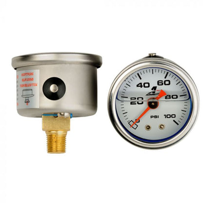 Aeromotive 15633 0-100 PSI liquid filled fuel pressure gauge