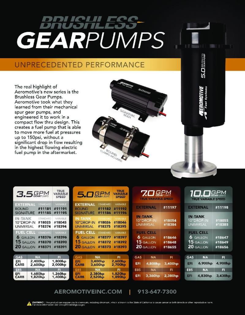 Aeromotive 18374 3.5 GPM brushless spur gear universal in-tank fuel pump