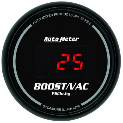 Autometer Black 52mm 30 In Hg.-Vac./30 PSI Digital Vacuum/Boost Gauge 6359