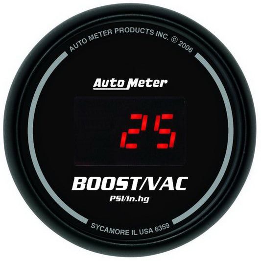 Autometer Black 52mm 30 In Hg.-Vac./30 PSI Digital Vacuum/Boost Gauge 6359