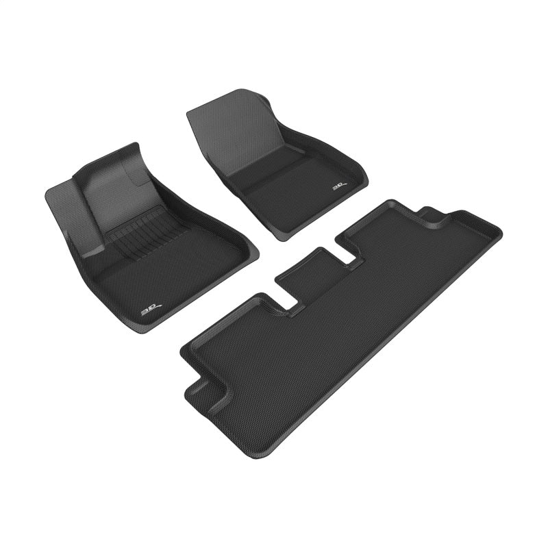 3D MAXpider 20-22 Tesla Model 3 Kagu 1st & 2nd Row Floormats - Black - eliteracefab.com