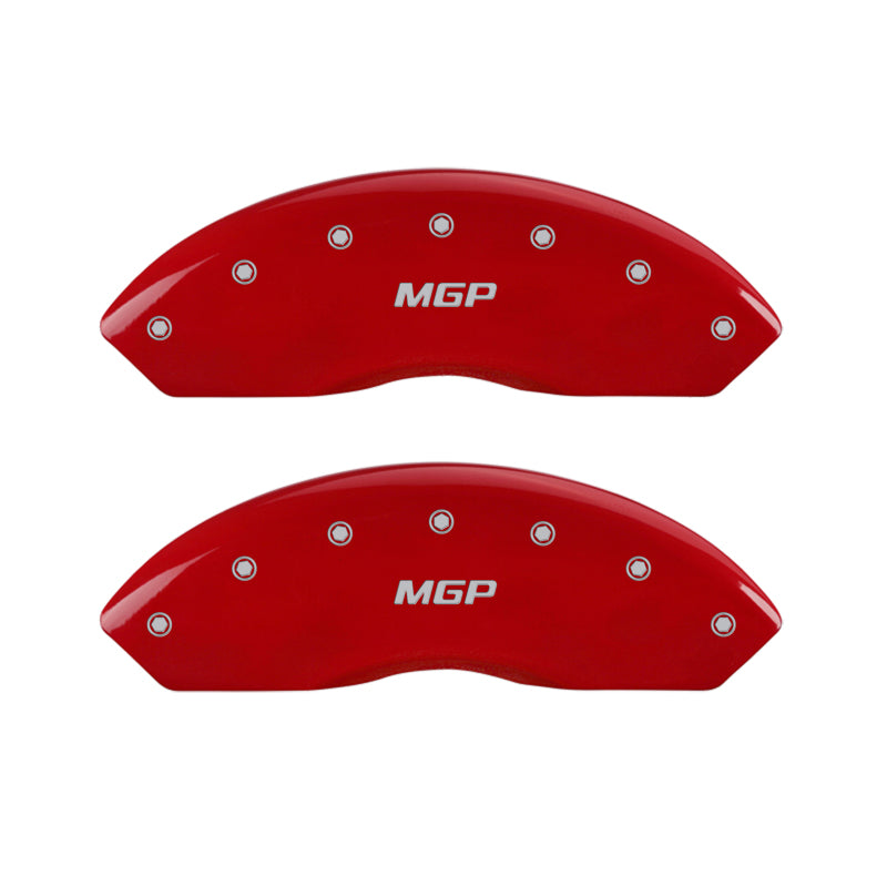 MGP 4 Caliper Covers Engraved Front & Rear MGP Red Finish Silver Characters 2017 Ford Fusion MGP