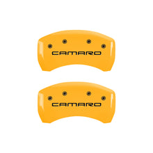 Load image into Gallery viewer, MGP 4 Caliper Covers Engraved F &amp; R Gen 4/Camaro Yellow Finish Black Char 2000 Chevrolet Camaro MGP