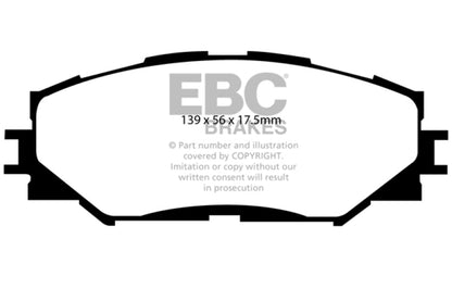 EBC 10-12 Lexus HS250h 2.4 Hybrid Yellowstuff Front Brake Pads - eliteracefab.com