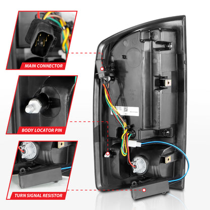 ANZO 2002-2006 Dodge Ram 1500 LED Tail Lights w/ Light Bar Black Housing Smoke Lens - eliteracefab.com