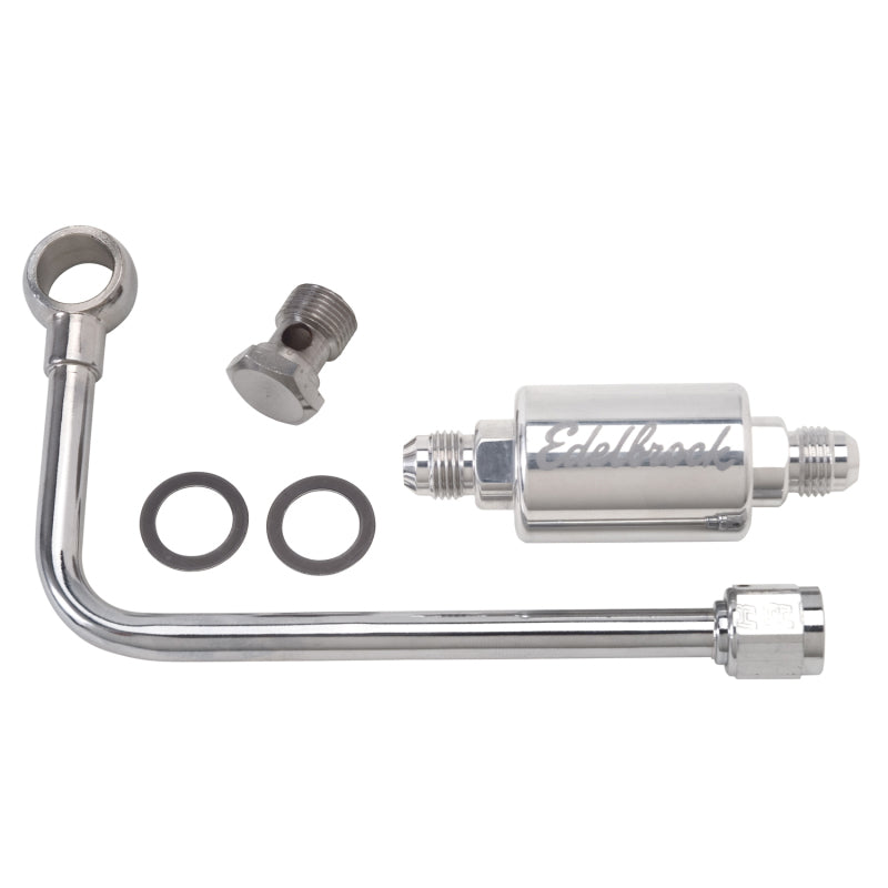 Edelbrock 3/8In Hard Fuel Line w/ -6 B-Nut and Polished Filter Edelbrock