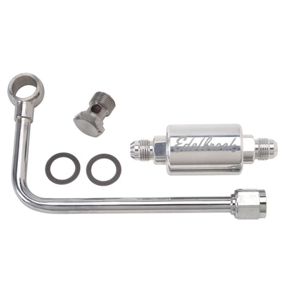 Edelbrock 3/8In Hard Fuel Line w/ -6 B-Nut and Polished Filter Edelbrock