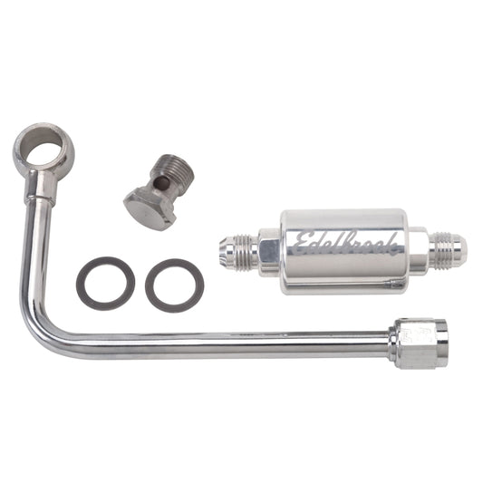 Edelbrock 3/8In Hard Fuel Line w/ -6 B-Nut and Polished Filter Edelbrock