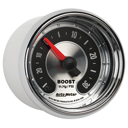 Autometer American Muscle 52mm Full Sweep Electric 30 In Hg.-Vac/30PSI Boost Vacuum Gauge 1259