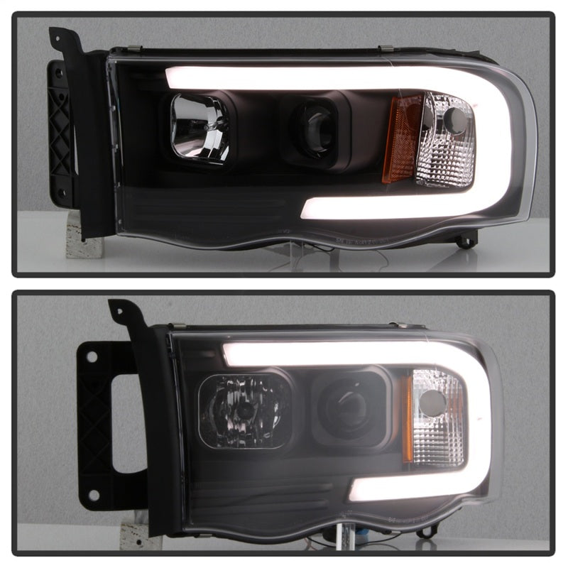 Spyder 02-05 Dodge Ram 1500 Light Bar Projector Headlights - Black (PRO-YD-DR02V2-LB-BK) - eliteracefab.com