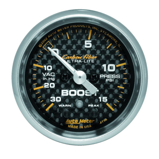 Autometer Carbon Fiber 52mm 15 PSI Electronic Boost Gauge 4776