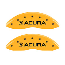 Load image into Gallery viewer, MGP 4 Caliper Covers Engraved Front &amp; Rear Acura Yellow Finish Black Char 2008 Acura TL