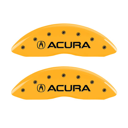 MGP 4 Caliper Covers Engraved Front & Rear Acura Yellow Finish Black Char 2016 Acura RDX MGP