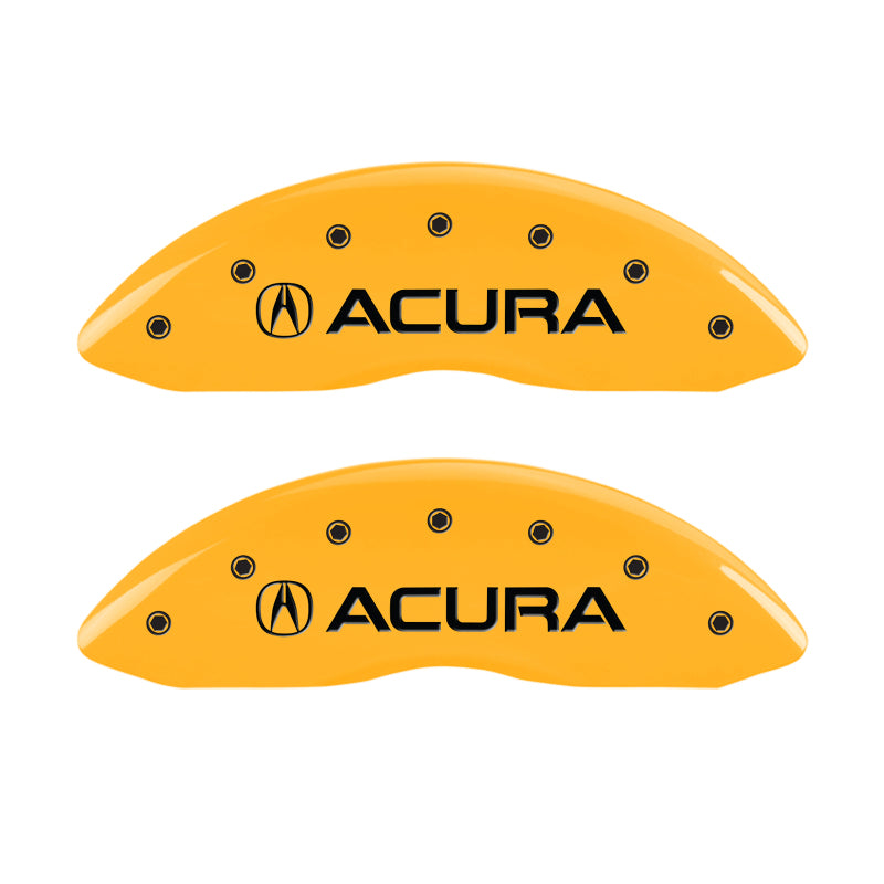 MGP 4 Caliper Covers Engraved Front & Rear Acura Yellow Finish Black Char 2017 Acura MDX MGP
