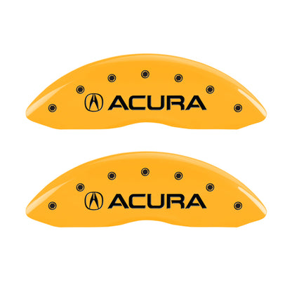 MGP 4 Caliper Covers Engraved Front & Rear Acura Yellow Finish Black Char 2017 Acura MDX MGP