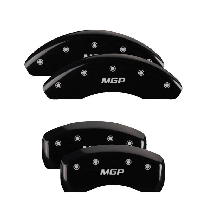 MGP 4 Caliper Covers Engraved Front & Rear MGP Black Finish Silver Char 2018 Hyundai Santa Fe Sport MGP
