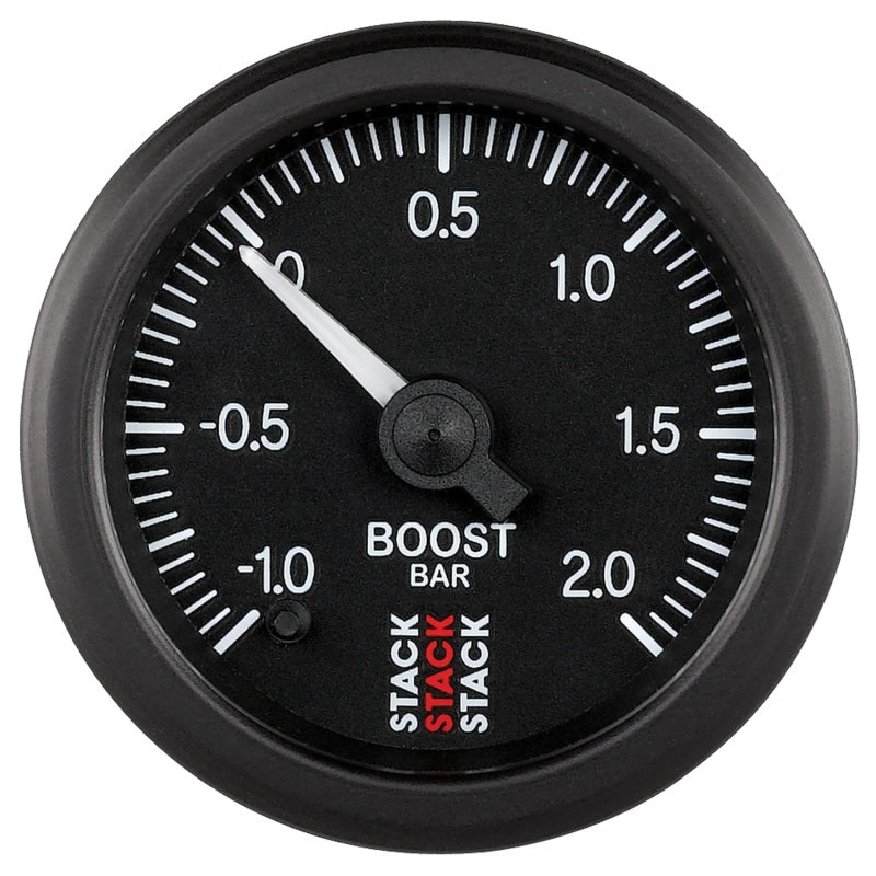 Autometer Stack 52mm -1 to +2 Bar (Incl T-Fitting) Pro Stepper Motor Boost Pressure Gauge - Black ST3311