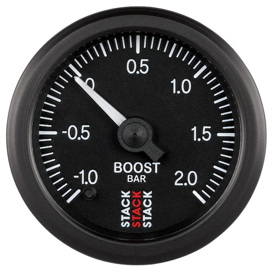 Autometer Stack 52mm -1 to +2 Bar (Incl T-Fitting) Pro Stepper Motor Boost Pressure Gauge - Black ST3311