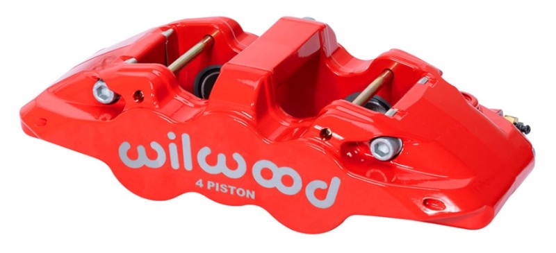 Wilwood Caliper - Aero4-DS Forged Four-Piston Caliper Black 1.12in Piston 1.10in Rotor - Red Wilwood