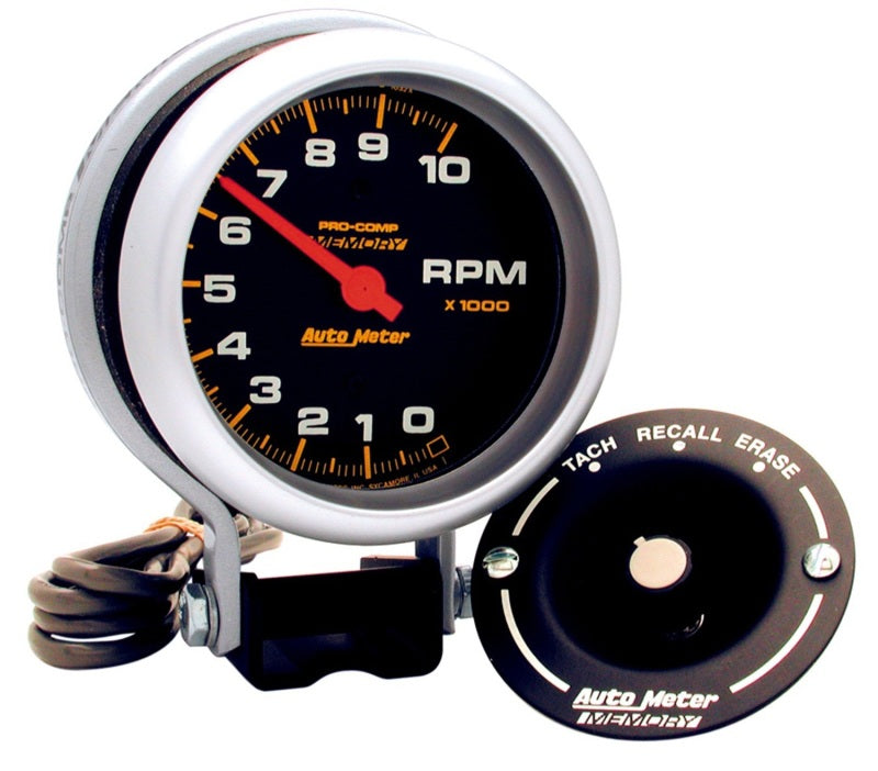 AutoMeter Gauge Tachometer 3-3/4in. 10K RPM Pedestal W/Peak Memory Pro-Comp 6601