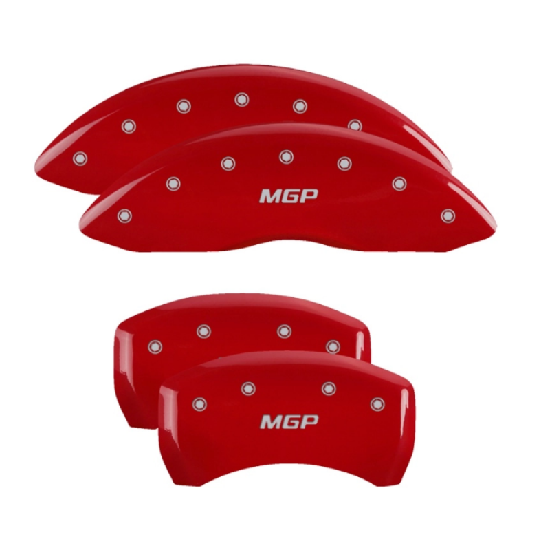 MGP 4 Caliper Covers Engraved Front & Rear 18-19 Buick Regal Sportback Red Finish Silver Characters MGP