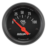 AutoMeter GAUGE; OIL PRESSURE; 2 1/16in.; 100PSI; ELECTRIC; Z-SERIES