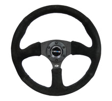 Load image into Gallery viewer, NRG Reinforced Steering Wheel 350mm Sport Suede Racing 2.5 Inch Deep Comfort Grip, 5mm thick matte black spoke - eliteracefab.com