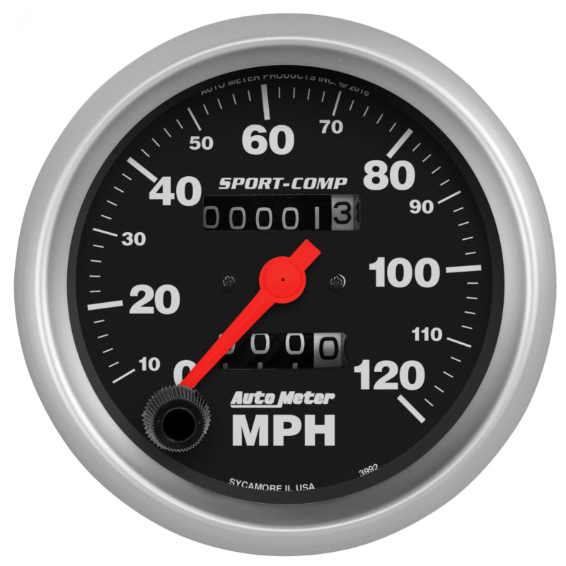 Autometer Sport-Comp 3-3/8 inch 120 MPH Mechanical Speedometer 3992