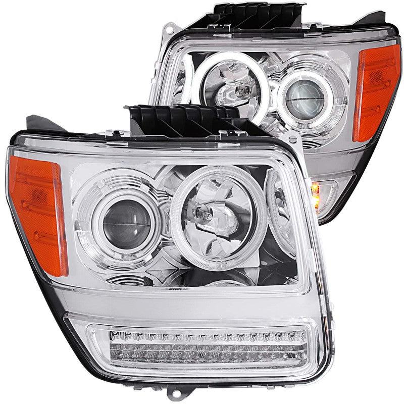 ANZO USA Dodge Nitro Projector Headlights W/ Halo Chrome Ccfl G2; 2007-2012 - eliteracefab.com