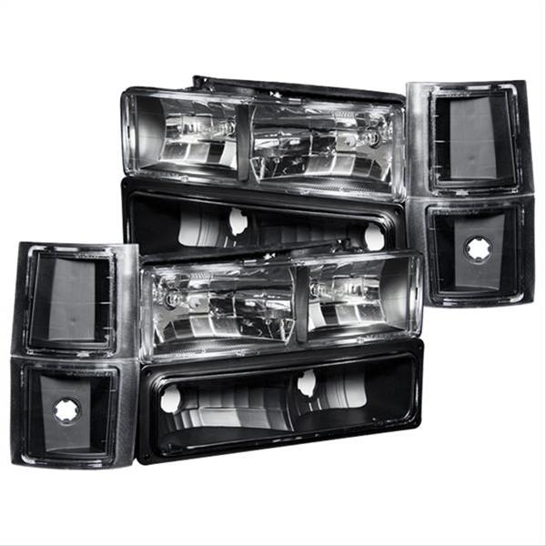 ANZO 88-98 Chevrolet C1500 Crystal Headlights Black Housing w/ Signal and Side Marker Lights - eliteracefab.com