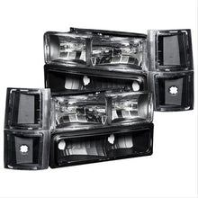 Load image into Gallery viewer, ANZO 88-98 Chevrolet C1500 Crystal Headlights Black Housing w/ Signal and Side Marker Lights - eliteracefab.com