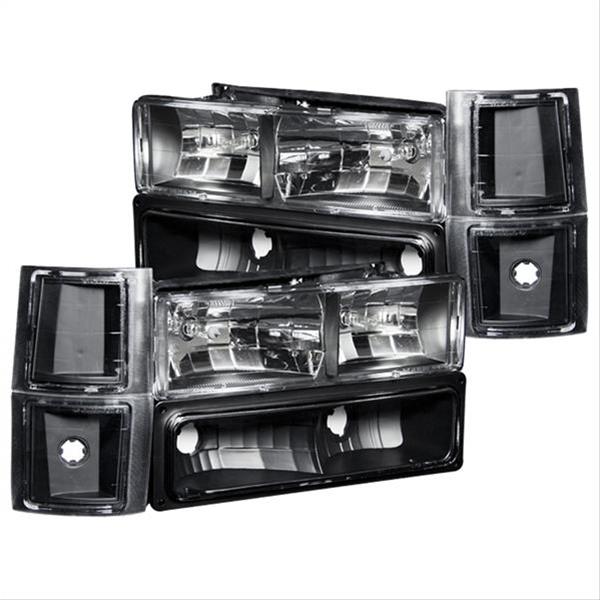 ANZO 88-98 Chevrolet C1500 Crystal Headlights Chrome Housing w/ Signal and Side Marker Lights - eliteracefab.com