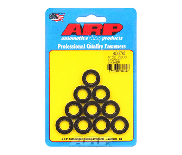 ARP M10 ID .750 OD Black Chamfer Black Washers (10 pack) - eliteracefab.com