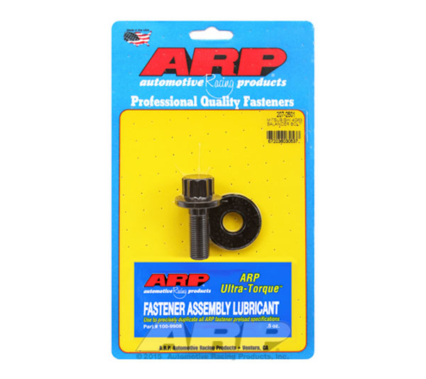 ARP 14 mm x 1.50 Thread 1.525" Long Harmonic Balancer Bolt 19 mm 12 Point Head Washer Included Chromoly - Black Oxide - eliteracefab.com