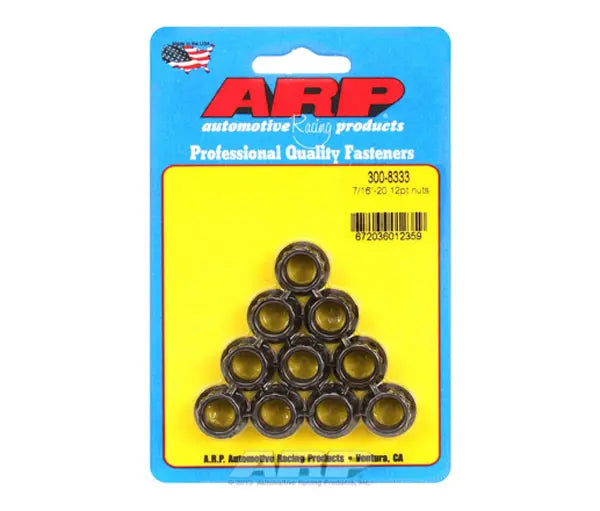 ARP Replacement Nuts - 7/16"-20 Thread, 1/2" 12 Pt. Socket Size - (10 Pack) - eliteracefab.com