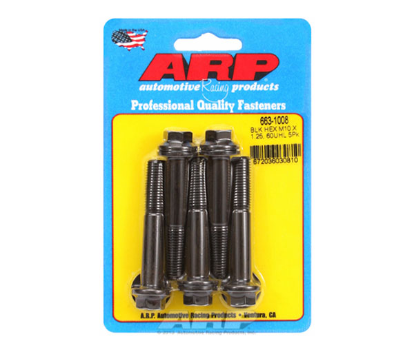 ARP 10 mm x 1.25 Thread Bolt 60 mm Long 12 mm Hex Head Chromoly - Black Oxide - eliteracefab.com