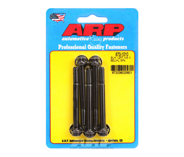 ARP M8 x 1.25 x 65 12pt Black Oxide Bolts (5/pkg) - eliteracefab.com